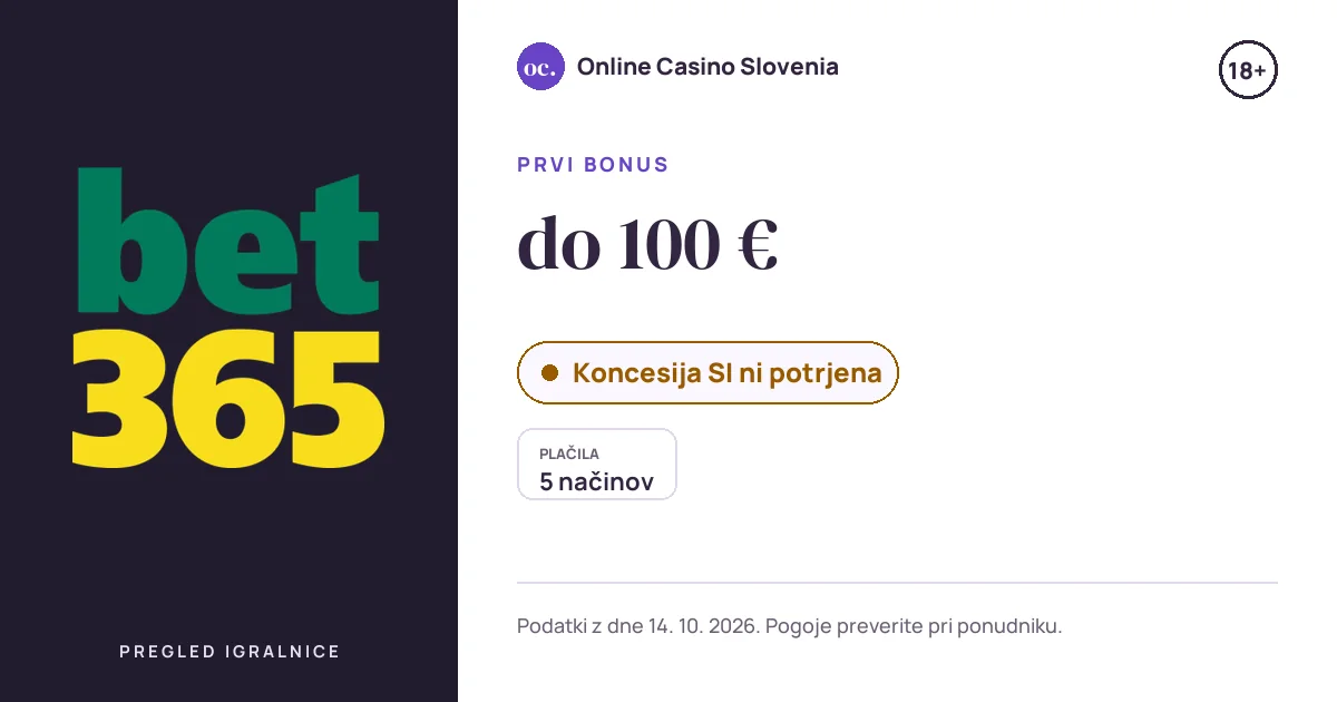 Bonus Bet365 Casino: do 100 €