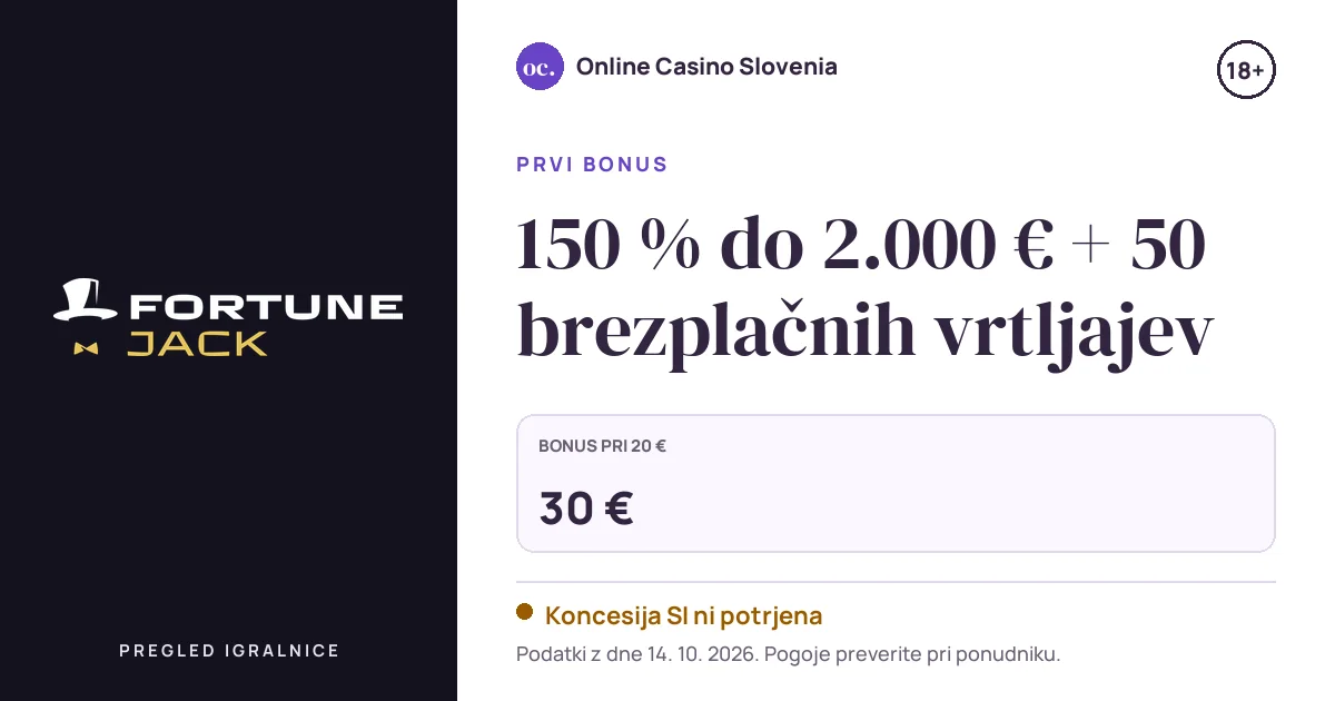 Bonus FortuneJack Casino: 150 % do 2.000 € + 50 brezplačnih vrtljajev