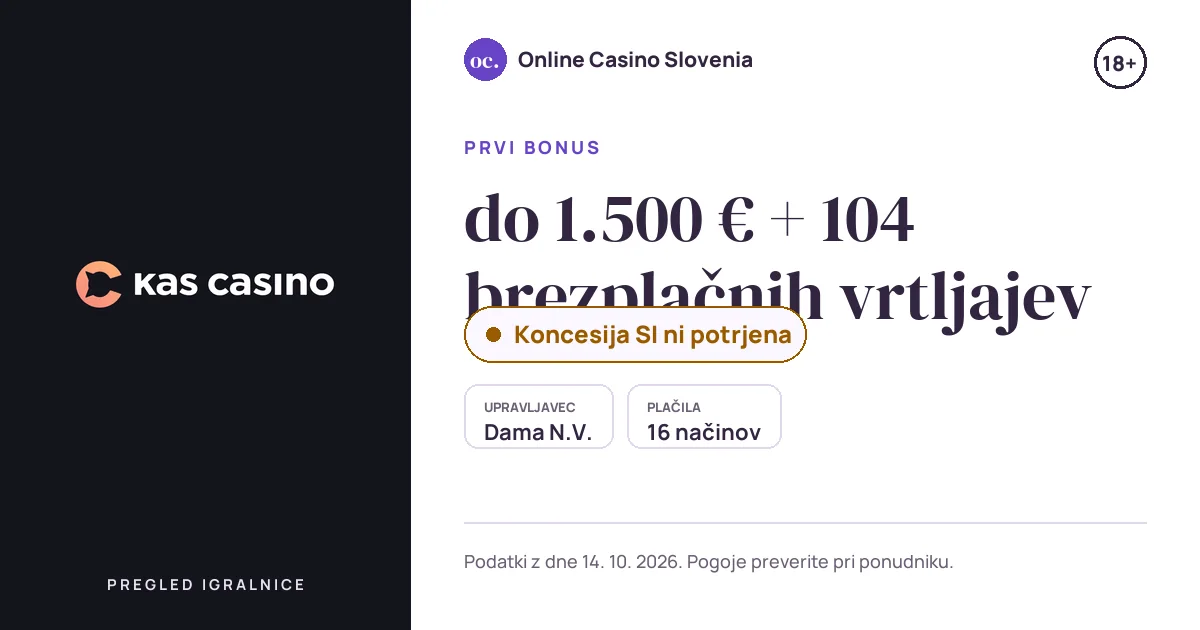 Bonus Kas Casino: do 1.500 € + 104 brezplačnih vrtljajev
