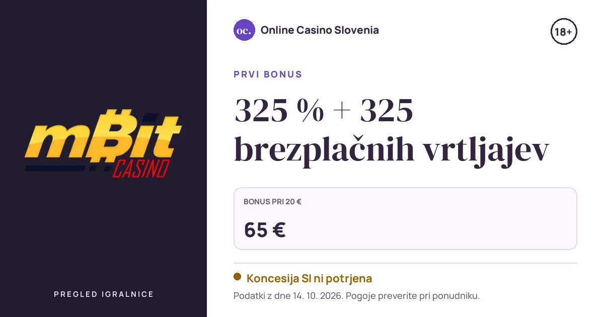 Bonus mBit Casino: 325 % + 325 brezplačnih vrtljajev