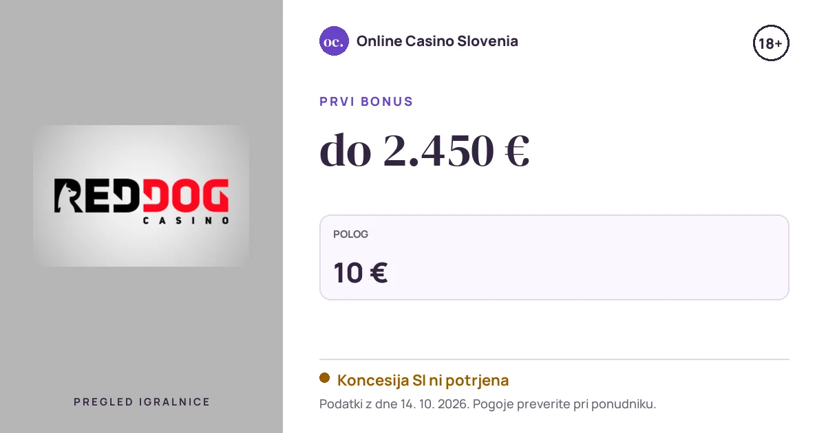 Bonus Red Dog: do 2.450 €, polog 10 €