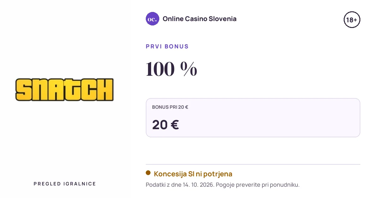 Bonus SnatchCasino: 100 %