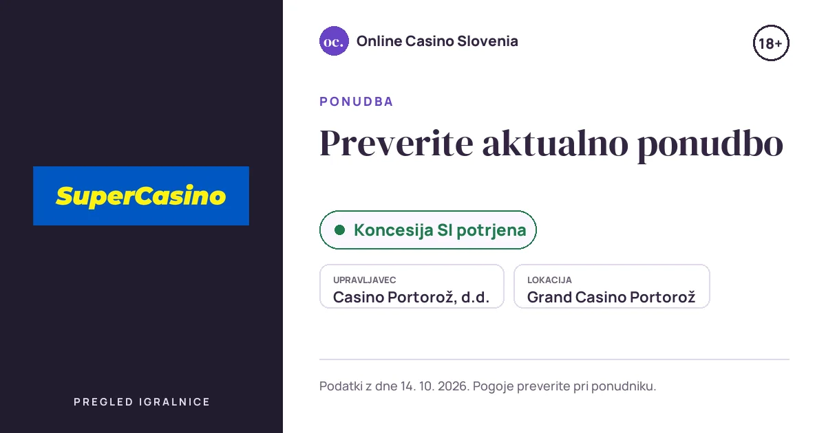 Ponudba SuperCasino: Preverite aktualno ponudbo